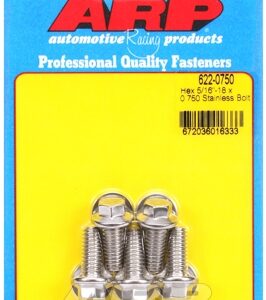 "5/16"" 18 x 0.750 hex ss bolts"