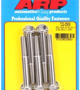 "5/16"" 24 x 2.500 hex ss bolts" (5pcs)