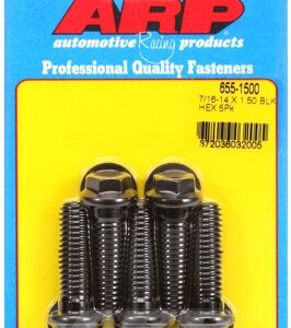 "7/16"" 14 x 1.500 hex 1/2 wrenching black oxide bolts" 5pcs