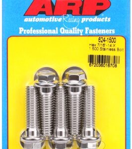 "7/16"" 14 x 1.500 hex 1/2 wrenching ss bolts" (5pcs)