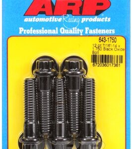"7/16"" 14 x 1.750 12pt black oxide bolts" (5pcs)