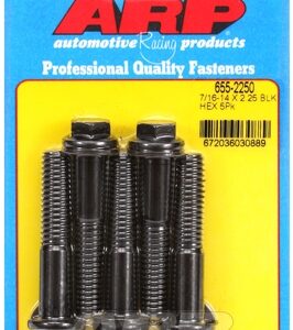 "7/16"" 14 x 2.250 hex 1/2 wrenching black oxide bolts" 5pcs