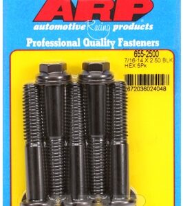 "7/16"" 14 x 2.500 hex 1/2 wrenching black oxide bolts" 5pcs
