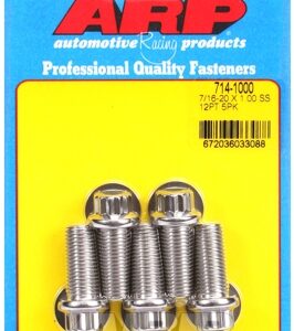 "7/16"" 20 x 1.000 12pt ss bolts" (5pcs)