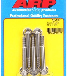 m6 x 1.00 x 50 hex ss bolts (5pcs)