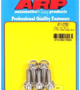 "1/4"" 20 x 0.750 12pt ss bolts" (5pcs)