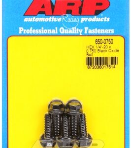 "1/4"" 20 x 0.750 hex black oxide bolts" (5pcs)
