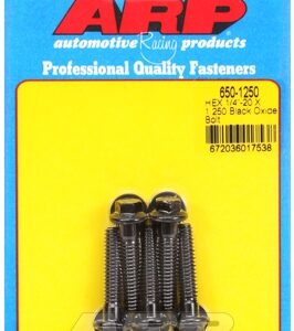 "1/4"" 20 x 1.250 hex black oxide bolts" (5pcs)