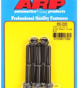 "1/4"" 20 x 2.000 hex black oxide bolts" (5pcs)