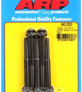 "1/4"" 20 x 2.500 12pt black oxide bolts" (5pcs)
