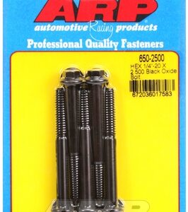 "1/4"" 20 x 2.500 hex black oxide bolts" (5pcs)