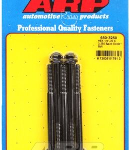 "1/4"" 20 x 3.250 hex black oxide bolts" (5pcs)