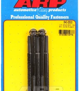 "1/4"" 20 x 3.500 12pt black oxide bolts" (5pcs)
