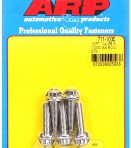 "1/4"" 28 x 1.000 12pt ss bolts" (5pcs)