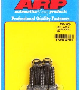 "1/4"" 28 x 1.000 hex black oxide bolts" (5pcs)
