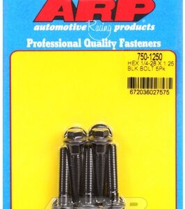 "1/4"" 28 x 1.250 hex black oxide bolts" (5pcs)