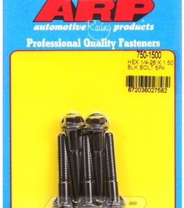 "1/4"" 28 x 1.500 hex black oxide bolts" (5pcs)