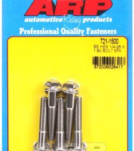 "1/4"" 28 x 1.500 hex ss bolts" (5pcs)
