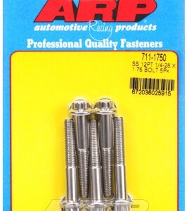 "1/4"" 28 x 1.750 12pt ss bolts" (5pcs)