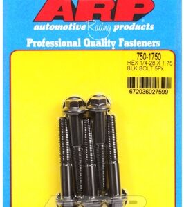 "1/4"" 28 x 1.750 hex black oxide bolts" (5pcs)