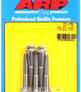 "1/4"" 28 x 1.750 hex ss bolts" (5pcs)