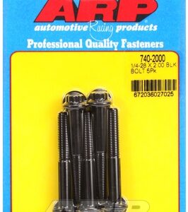 "1/4"" 28 x 2.000 12pt black oxide bolts" (5pcs)