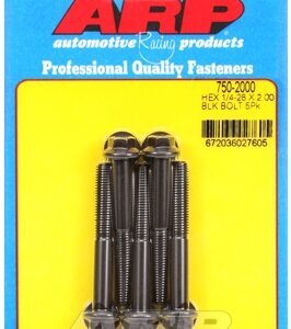 "1/4"" 28 x 2.000 hex black oxide bolts" (5pcs)