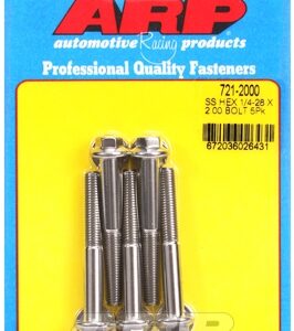 "1/4"" 28 x 2.000 hex ss bolts" (5pcs)