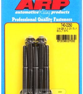 "1/4"" 28 x 2.250 12pt black oxide bolts" (5pcs)
