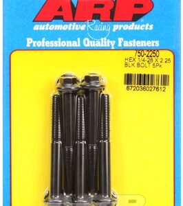 "1/4"" 28 x 2.250 hex black oxide bolts" (5pcs)