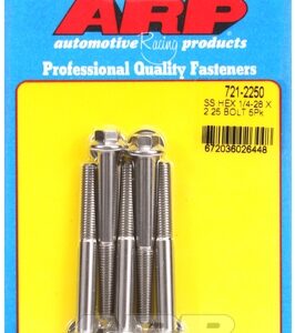 "1/4"" 28 x 2.250 hex ss bolts" (5pcs)