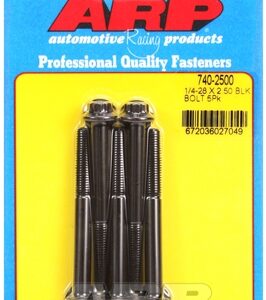 "1/4"" 28 x 2.500 12pt black oxide bolts" (5pcs)