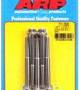 "1/4"" 28 x 2.500 12pt ss bolts" (5pcs)