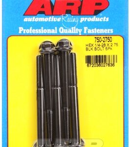 "1/4"" 28 x 2.750 hex black oxide bolts" (5pcs)