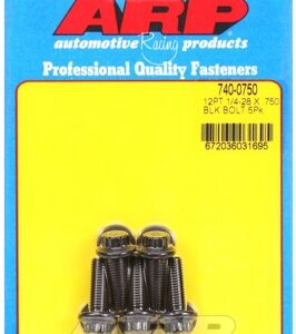 "1/4"" 28 x .750 12pt black oxide bolts" (5pcs)