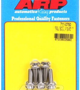 "1/4"" 28 x .750 12pt ss bolts" (5pcs)