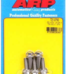 "1/4"" 28 x .750 hex ss bolts" (5pcs)