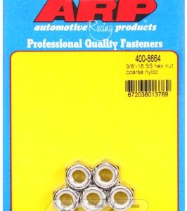 "3/8"" 16 ss coarse nyloc hex nut kit" (5pcs)