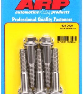 "3/8"" 16 x 2.000 hex 7/16 wrenching ss bolts" (5pcs)