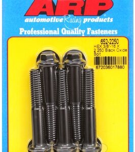 "3/8"" 16 x 2.250 hex black oxide bolts" (5pcs)