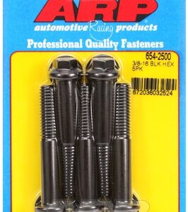 "3/8"" 16 x 2.500 hex 7/16 wrenching black oxide bolts"(5pcs