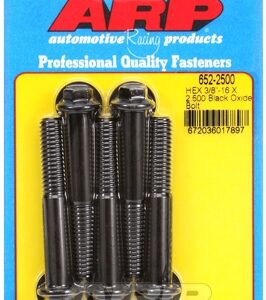 "3/8"" 16 x 2.500 hex black oxide bolts" (5pcs)