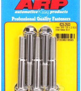 "3/8"" 16 x 2.500 hex ss bolts" (5pcs)
