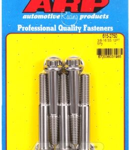 "3/8"" 16 x 2.750 12pt 7/16 wrenching ss bolts" (5pcs)