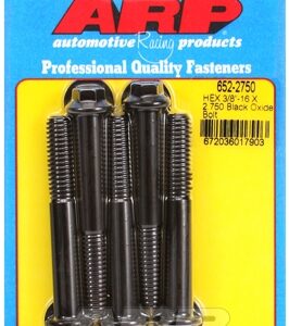 "3/8"" 16 x 2.750 hex black oxide bolts" (5pcs)