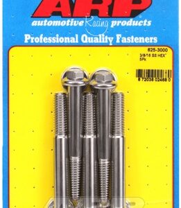 "3/8"" 16 x 3.000 hex 7/16 wrenching ss bolts" (5pcs)