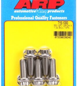 "3/8"" 24 x 1.000 12pt 7/16 wrenching ss bolts" (5pcs)