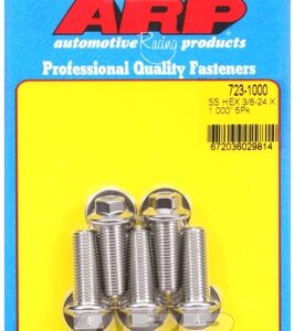 "3/8"" 24 x 1.000 hex ss bolts" (5pcs)