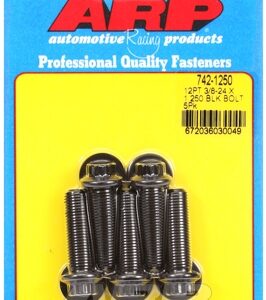 "3/8"" 24 x 1.250 12pt black oxide bolts" (5pcs)