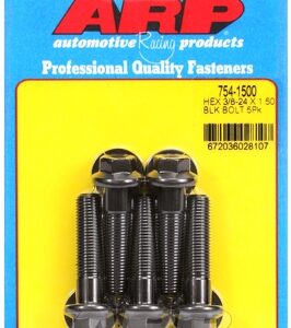 "3/8"" 24 x 1.500 hex 7/16 wrenching black oxide bolts" 5pcs
